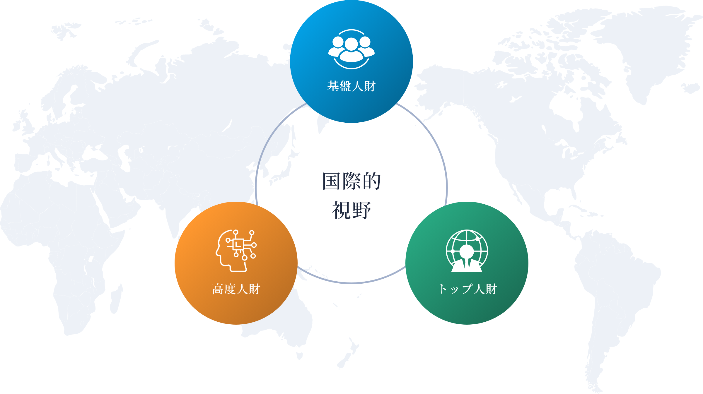 国際的視野（基盤人財、高度人財、トップ人財）